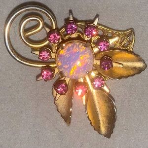 Vintage Amethyst with frosted opal flower pendant